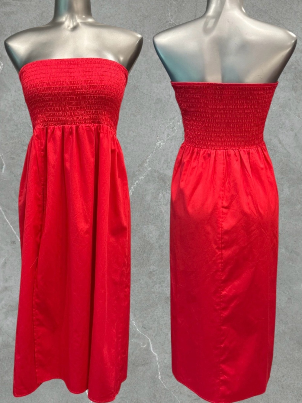 2 for $30 | Red Convertible Smocked Cover Up Dress - Picture 8 of 16